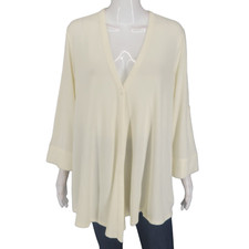 Attitudes by Renee Button Cardigan Top Medium Sz Off White Souffle Knit Topper