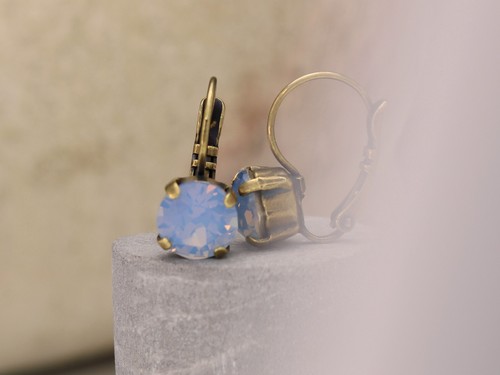 Air Blue Opal Leverback Earrings made with Swaroski Elements Choose Your Finish - Picture 11 of 11