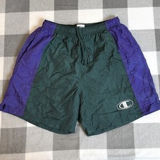 Vintage 90s Y2K Champion Swim Trunks Shorts Large Nylon Color Block Brief Lined