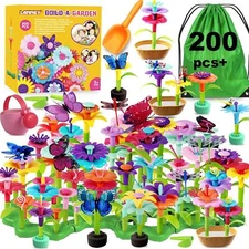 LANNEY Flower Building Toy Set, 200 Pcs Flower Garden Building Toys For Girls 3