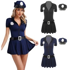 Women's Halloween Policewoman Officer Uniform Cop Outfit Cosplay Party Costume