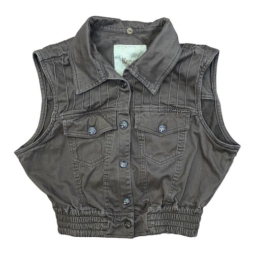 Rare Vintage KENZO Jeans Women's Sz M Brown Button Up Vest