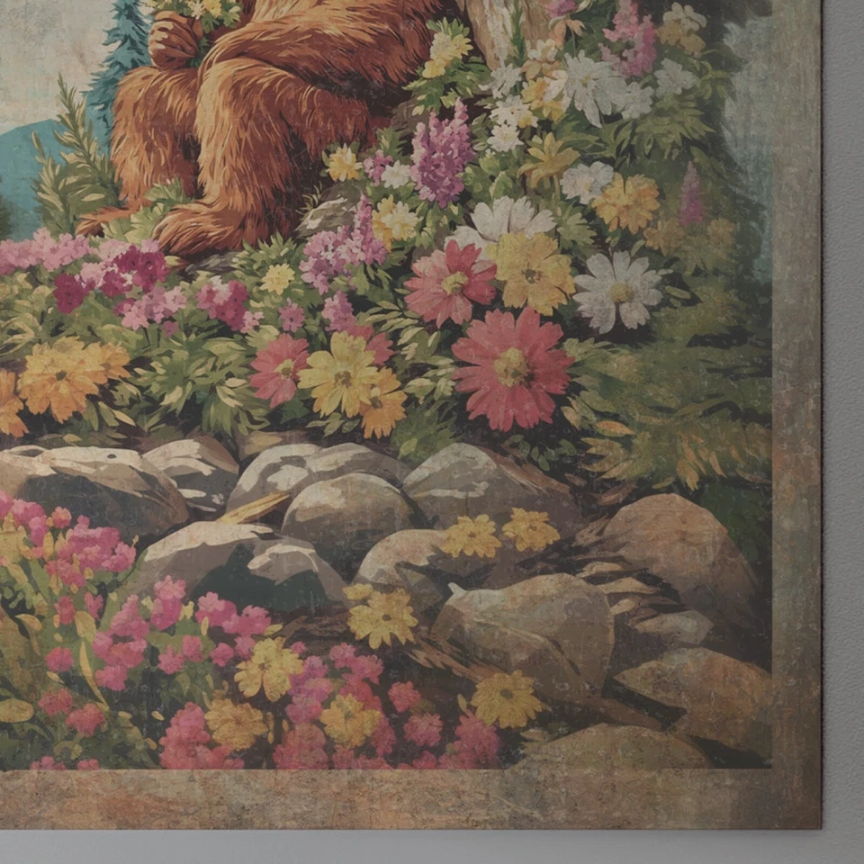 Vintage BIGFOOT BOTANICAL Wall Art, Sasquatch Flower Decor, Cryptid Floral Print - Image 3 of 4