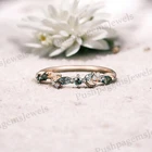 925 Sterling Silver 1 mm Round Natural Alexandrite Band Moss Agate Eternity Band