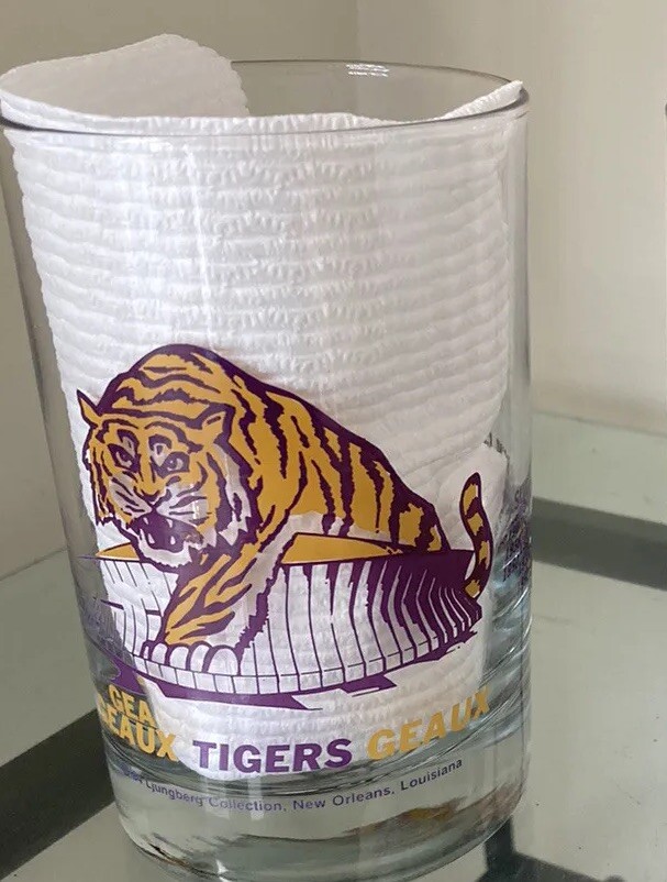 LSU Tigers 1985 Sugar Bowl New Orleans Cocktail Barware Doubles Glass