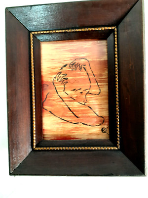 Pen and Ink Drawing on Paper, Framed, Artist Unknown, Study of Despair