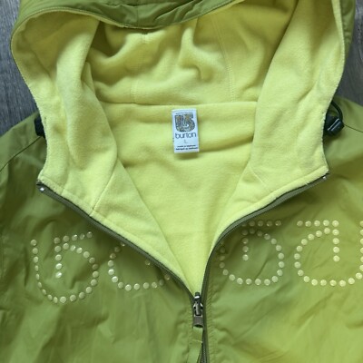 Burton Reversible Jacket Kids Large Green Yellow Fleece Zip Pocket