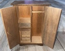 Miniatures Wooden Armoire Doll House Cabinet Concord Made in Taiwan