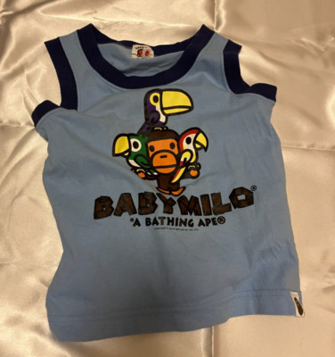 A BATHING APE BAPE Kids Sleeveless T-shirt 100 Approx. 3T Milo pattern Blue