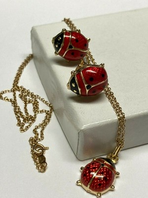 14K LADYBUG EARRINGS JEWELRY SET 