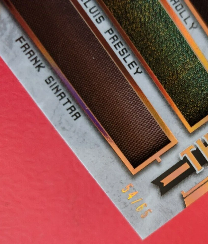 Elvis Presley BUDDY HOLLY Frank Sinatra WORN RELIC SWATCH WARDROBE CARD #d54/65 - Image 3 of 3