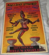THE ROLLING STONES 1969 ALTAMONT RACEWAY REPLICA MUSIC CONCERT POSTER