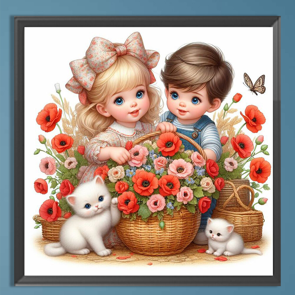 D1 5D DIY Full Square Drill Diamond Painting Girl&Boy Home Decor Art