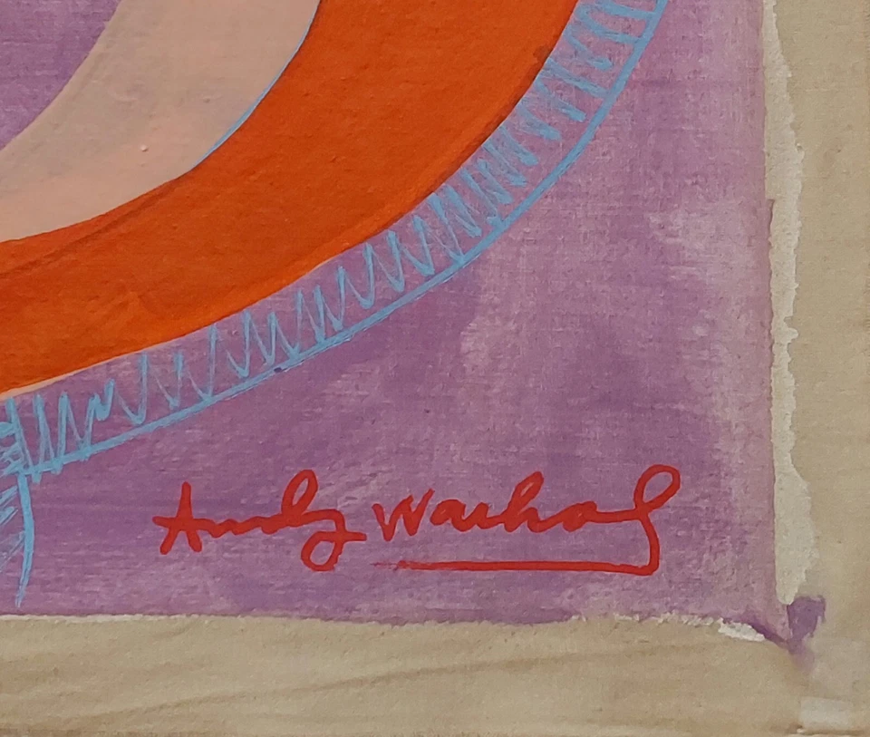 安迪·沃霍尔签名波普艺术油画帆布 - 美国现代艺术 — 第 3/4 张图片