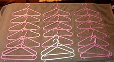 21 PLASTIC CHILDREN'S SMALL SZ HANGERS 19 PINK 2 WHITE 11-1/2" WIDE 7-1/4" TALL