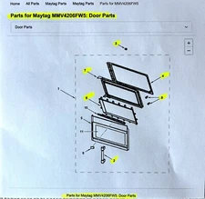 Maytag over the range Microwave part's fit MMV4206FW5 and many Whirlpool models.
