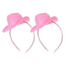 2pcs Pink Cowgirl Hat Headband Mini Cowboy Hat Women Girls Birthday Headwear