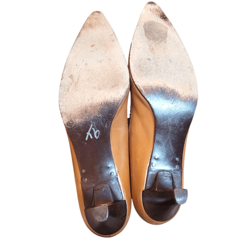 Vintage Y2K Salvatore Ferragamo donna tacco a punta marrone caramello TG 9,5B - Foto 3 di 8