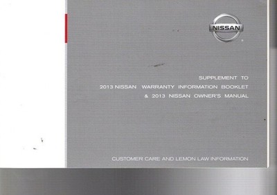 2013 NISSAN WARRANTY INFO--Original Owner's Manual, not a copy--FREE SHIPPING