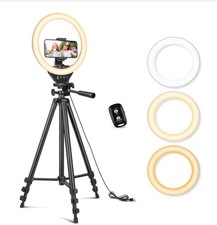 Sensyne 10'' Ring Light with 50'' Extendable Tripod Stand, LED Circle Lights wit