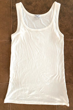 Espléndida camiseta sin mangas clásica blanca 1x1 para mujer talla S algodón Supima/modal