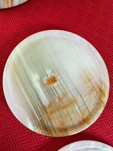 VTG Round Banded Onyx Drink Coasters - Set of 4 & Stand holder Home Decor Gift - Picture 4 of 15