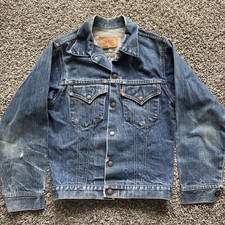 Vintage 70  s Levi Strauss Type 3 Denim Trucker Double Pocket Orange Tag Sz 18