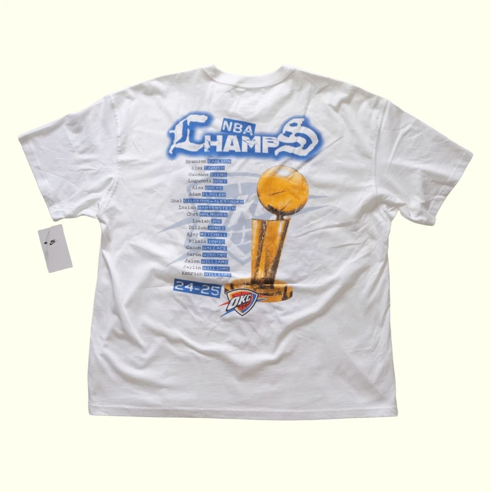NIKE NBA OKC THUNDER BASKETBALL PARADE WORLD CHAMPIONS NEW NWT  T SHIRT SZ L - Image 3 of 4