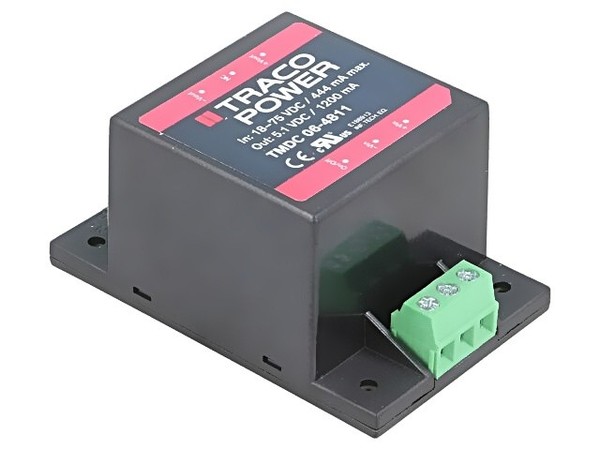 Tmdc 06-4811 Wandler: Dc/Dc 6W Ueing: 18-75VDC Uausg: 5,1VDC Iausg: 1200Ma Traco-image