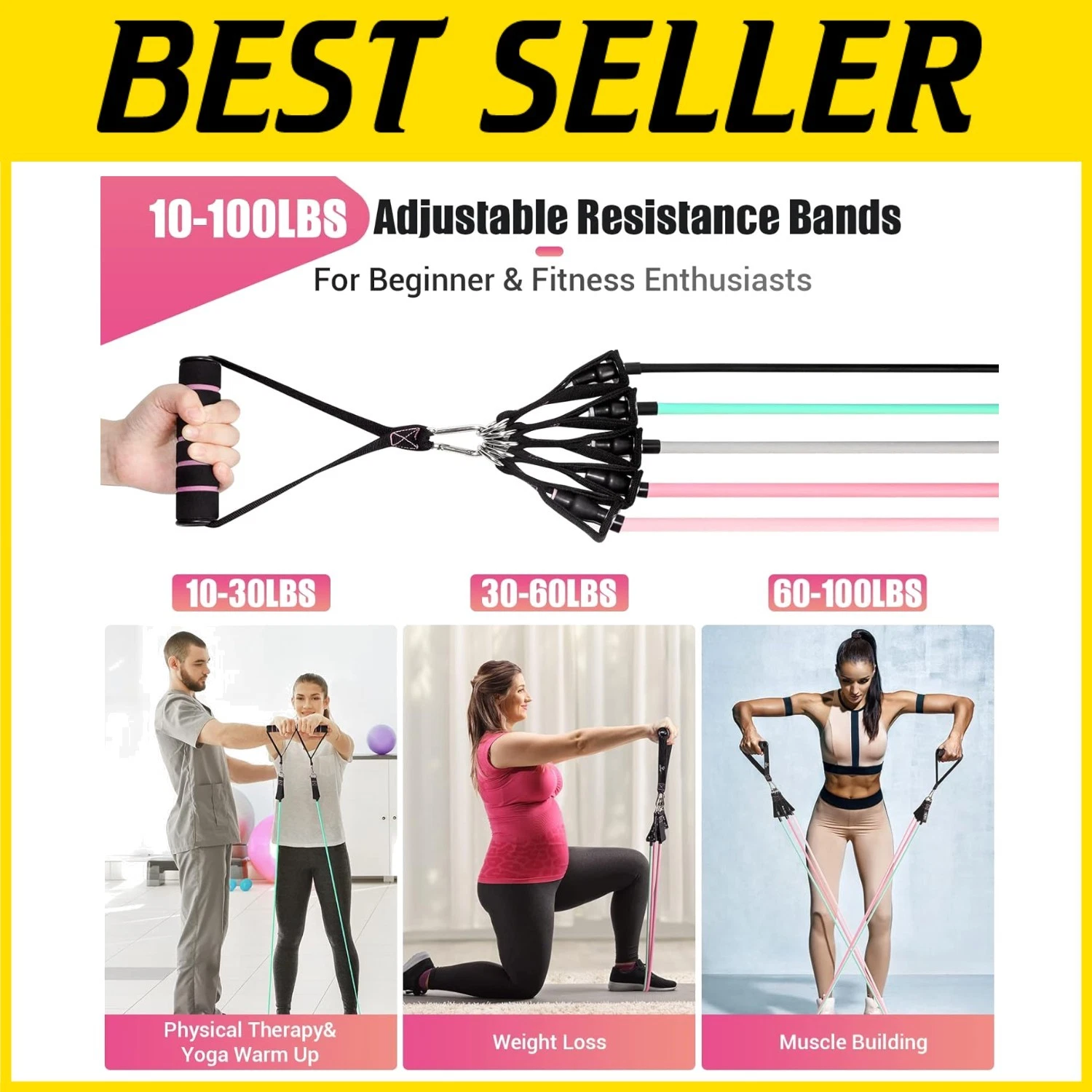 Portable Fitness Bands with Handles
