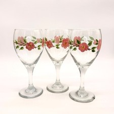 Franciscan Desert Rose Wine Goblets Set Of 3 Hand-Painted Pink Floral Motif