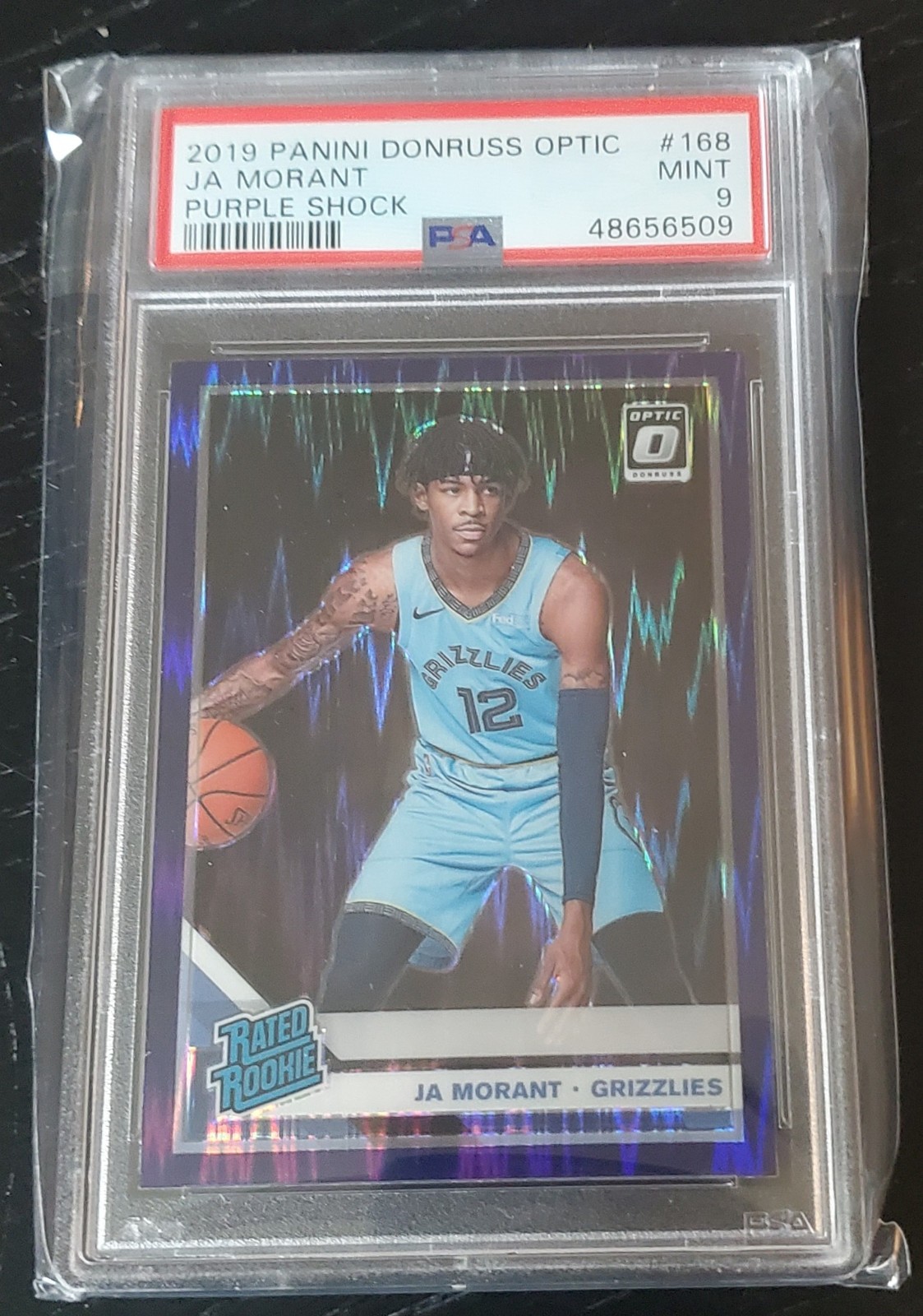 2019 Optic Ja Morant Purple Shock #168 Rated Rookie PSA 9