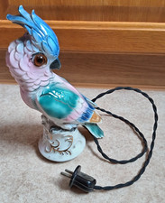 alter Rauchverzehrer Duftlampe Porzellan Kakadu Lampe Leuchte Tischlampe