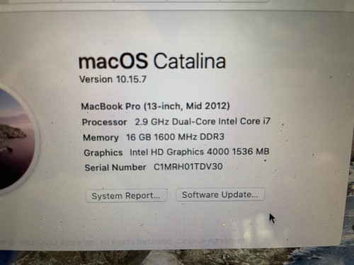 Apple Macbook Pro 13" A1278 Mid 2012 CATALINA 2.5GHz 16GB 1TB SSD Read Desc!!!!! - Afbeelding 4 van 13