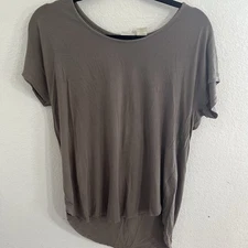 St. Tropez West Top Women's Medium Casual Brown Short Sleeve