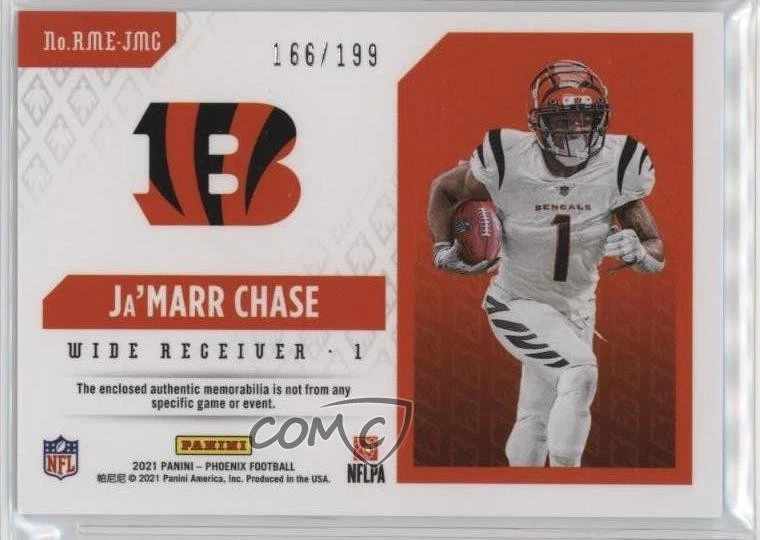 2021 Panini Phoenix Rookie Memorabilia /199 Ja'Marr Chase #RME-JMC RC - Image 2 of 2