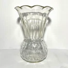 Vintage Anchor Hocking Large Clear Glass Pineapple Vase With Scalloped Rim