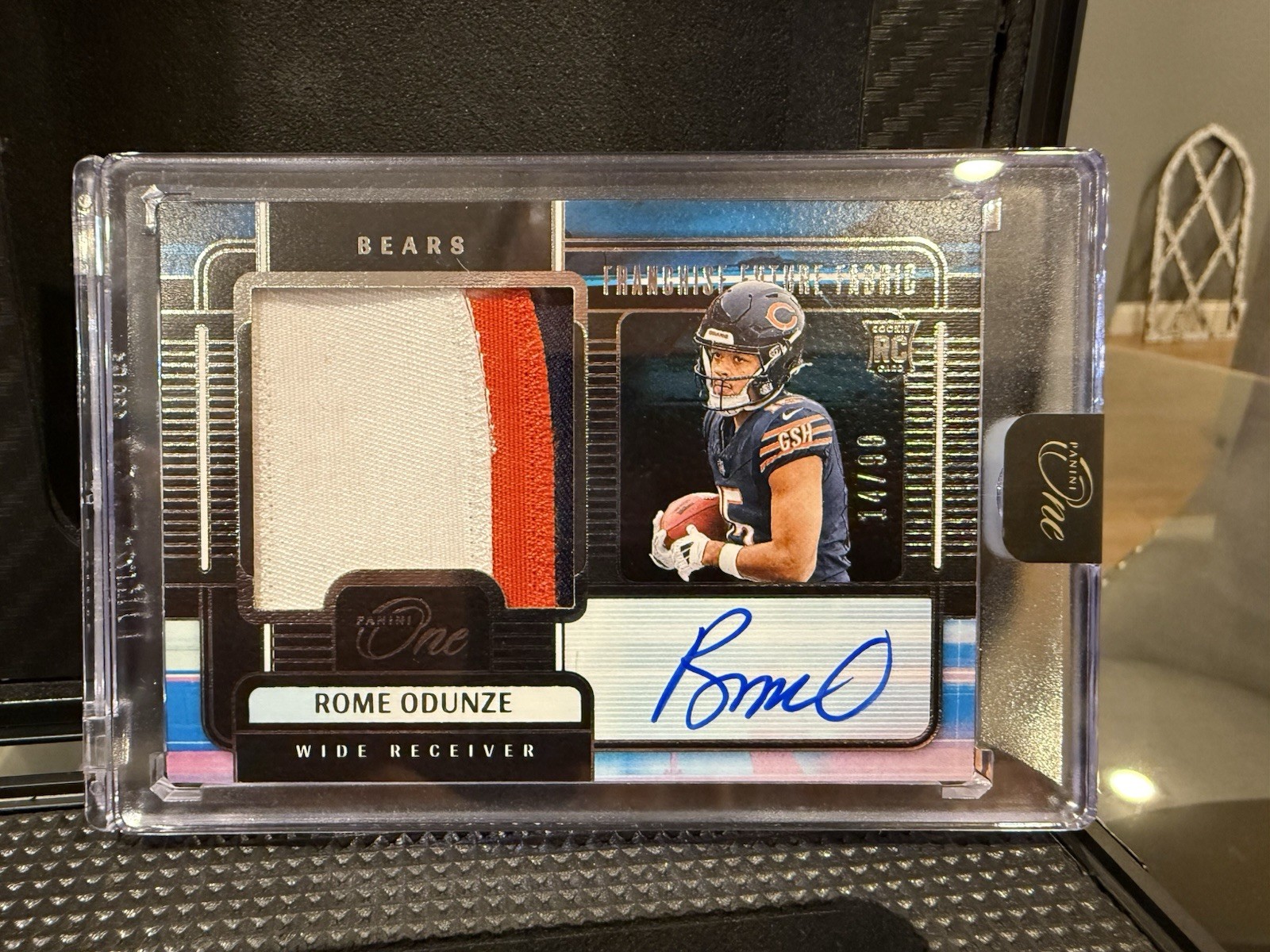 2024 Panini One NFL Franchise Future Fabric On Card Auto Rome Odunze RC /99 RPA