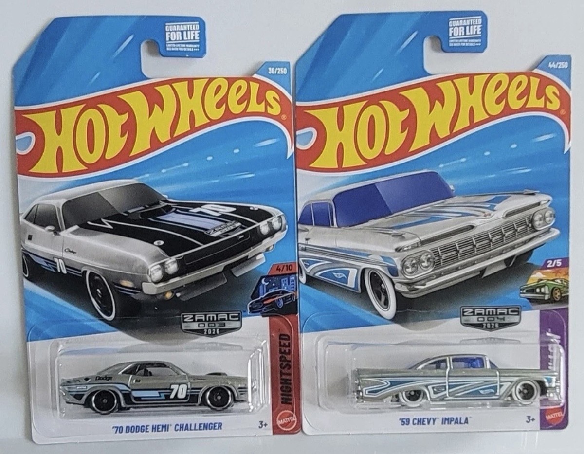 2026 Hot Wheels ZAMAC '59 Chevy Impala & '70 Dodge Hemi Challenger