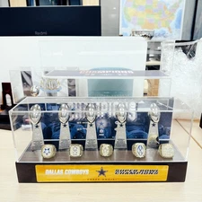 Dallas Cowboys Super Bowl Championship 5 Trophy & 5 Rings With Display Case