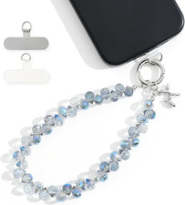Crystal Phone Wrist Strap Phone Charm Chain Keychain Beaded Cellphone Lanyard wi