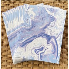 2 Pocket Portfolio Folders Binder Hole Ready Marble Swirl Print Blue Purple 6X