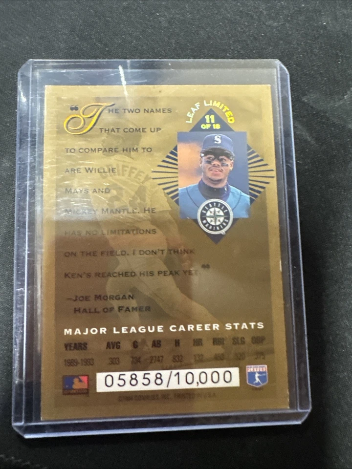 Ken Griffey Jr. 1994 Leaf Limited #11 lámina de oro All-Stars HOF/10000 Foto 2 de 2