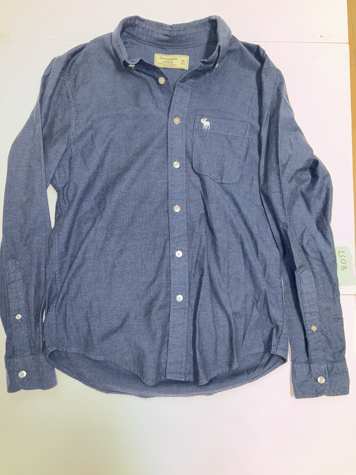 Abercrombie & Fitch Men's Blue Cotton Button Down Shirt