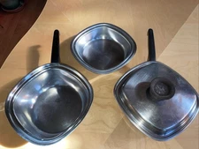 4 Pc West Bend Aristo Craft 2- 8" Sauce Pans 1.5 Qt w/ 1 Lid & Insert Pan Square