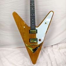 Flying V Custom Electric Guitar – Natural Korina Finish Gold Hardware