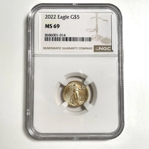 2022 $5 American Gold Eagle 1/10 Oz Gold NGC MS69 .999 Fine Gold USA