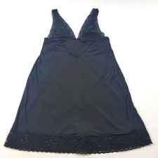 Vintage Victoria's Secret black strech satin and lace trim nightie negligee