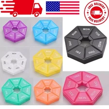 ROUND 7 DAY PILL BOX ORGANIZER FOR MEDICINE TRAVEL CASE HOLDER WEEKLY