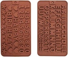 Silicone Letter Molds, Silicone Chocolate Number Molds, 2 PACK Reusable &